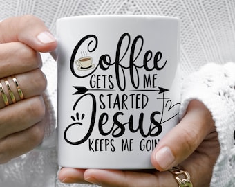 Taza "Jesús me mantiene en marcha", taza de café cristiana, taza de café con Jesús, regalos cristianos para cumpleaños de mujeres, regalo de cumpleaños, regalos religiosos