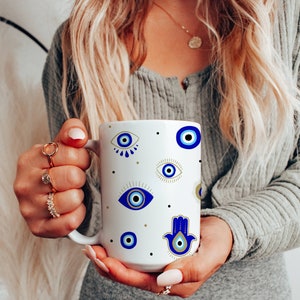 Evil Eye Mug, Mug Evil Eye,Tiny Evil Eye,Coffee Mug,Cool Mug, Evil Eye Cup,Evil Eye Cold Cup,Evil Eye Glass Cup,Trendy Eye Mug,11 Oz,15 Oz