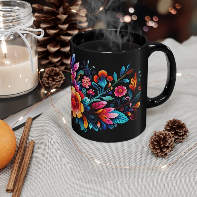 Floral Mexican Mug, Mug Collector, Cultural Heritage, Coffee Fiesta, Tea Mug, Morning Coffee, Perfect Gift, Colorful Mug, image 3