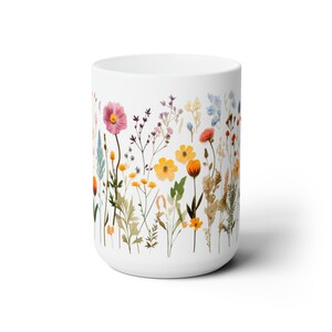 Boho Wildflowers Cottagecore Coffee Mug,  Flowers Mug, Floral Nature Mug, Botanical Tea Cup, Flower Garden Lover, Gift for Her