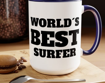 Taza "El mejor surfista del mundo", 15 oz, regalo para surfistas, taza de café para surfistas, regalo para surfistas, regalos para surfistas