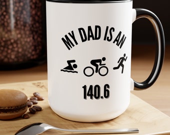 Triathlon Dad Mug,15 Oz,Triathlete Gift,Triathlon Mug, Triathlon Gift,Triathlete Mug, Gift For Triathlete, Swimmer Gift, Cyclist Mug
