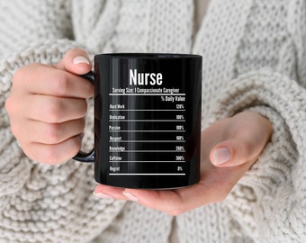 Krankenschwester Ernährung Fakten Tasse, Geschenk für Krankenschwester, Kaffeetasse, lustige Krankenschwester Tasse, Kaffeetasse, Teetasse, Krankenschwester Geburtstagsgeschenk, Krankenschwester Weihnachtsgeschenk