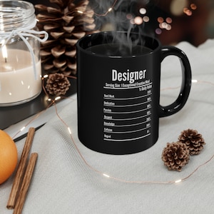 Designer Nutrition Facts Mug,Gift For Designer,Coffee Mug,Funny Designer Mug,Coffee Mug,Designer Birthday Gift,Designer Christmas Gift image 2