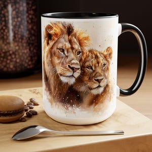Couple Lions Mug, 15 Oz, Lions Gifts, Lions Lover Gift, Lions Coffee Mug, Lions Coffee Cup, Lions Cup, Tea Coffee, Lions Lovers