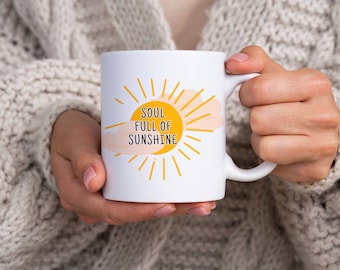 Ziel vol zonneschijn mok, motiverende mok leven, zonneschijn mok, cadeau idee leven citaat, positieve citaat mok, cadeau voor aanmoediging, vreugdevolle mok