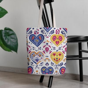 Mexican Hearts Tote Bag,Talavera Bag, Cool Tote Bag,Gift,Mexican Tote Bag,Teachers Bag,Valentines Gift,Girls Bag, Hearts Tote Bag