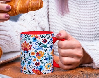Talavera Mug,Colorful Floral Mexican Mug, Mug Collector, Cultural Heritage, Coffee Fiesta, Tea Mug, Morning Coffee, Gift