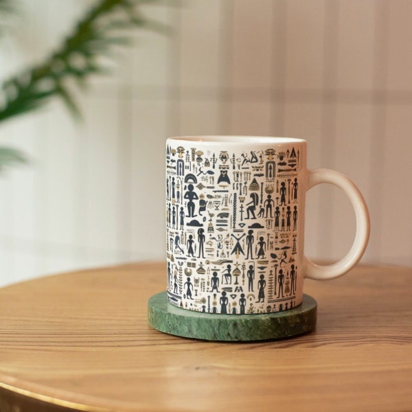 Egyptian Hieroglyph Mug, Coffee Mug 11 oz. Egyptian Symbols Mug, Coffee Mug, Egyptian Ceramic Mugs, Unique Coffee and Tea Mugs