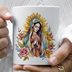 Taza La Virgen María, Taza Virgen María, Taza Virgen de Guadalupe, Virgen de Guadalupe, Taza Católica, Nuestra Señora Guadalupe; El mejor regalo, taza de cumpleaños.
