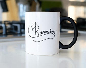 Ich wähle Jesus Kaffeetasse, christliche Kaffeetasse, Jesus Kaffeetasse, christliche Geschenke für Frauen Geburtstag, Geburtstagsgeschenk, religiöse Geschenke