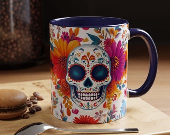 Calavera Floral Mug,Colorful Mexican Mug, Mug Collector, Cultural Heritage, Coffee Fiesta, Tea Mug, Morning Coffee,Day of the Death Mug