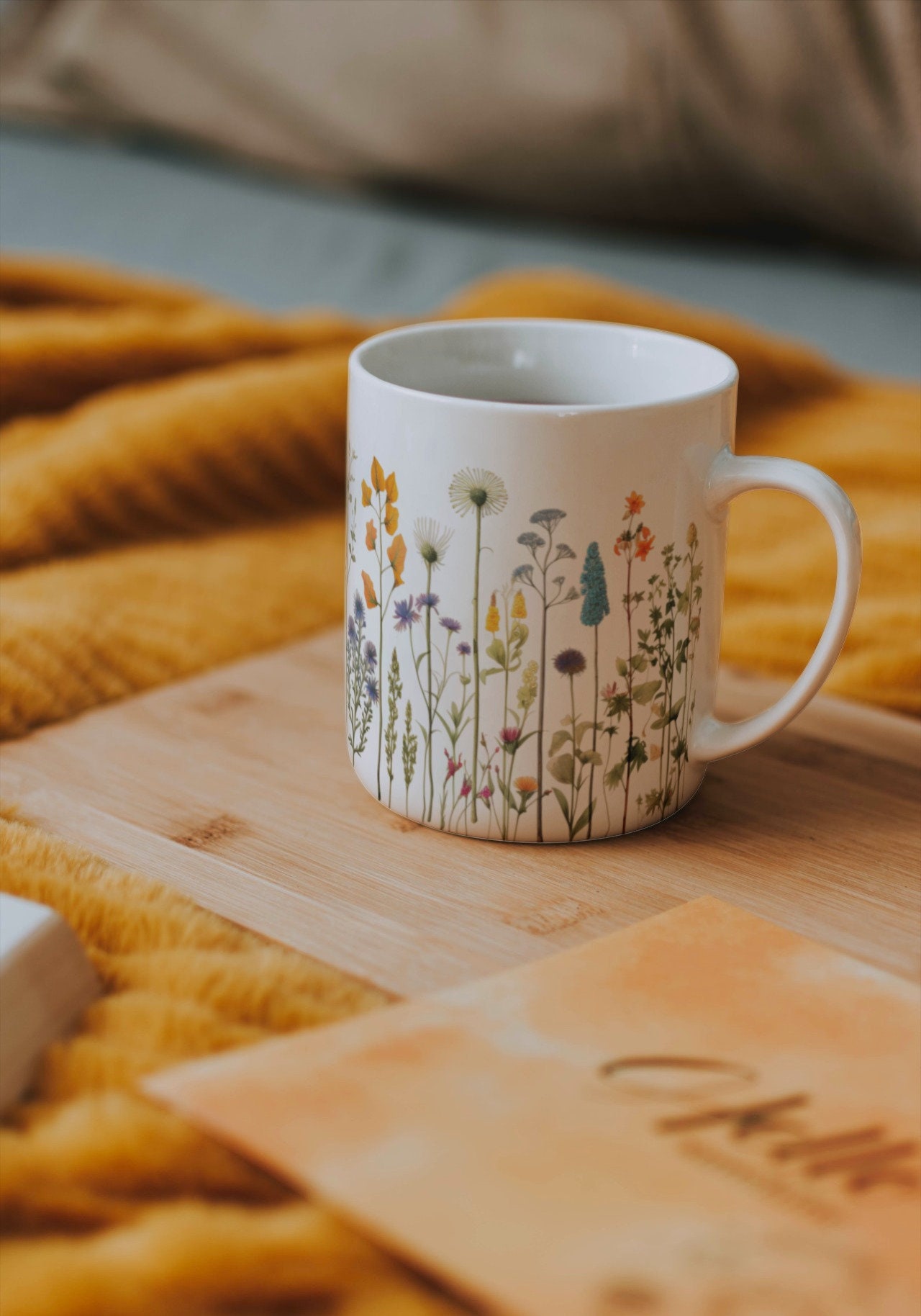 Flowers Mug, Boho Wildflowers Cottagecore Coffee Mug, Vintage Botanical ...