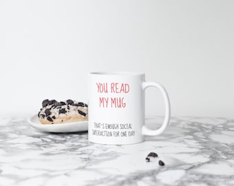 You Read My koffiemok, grappig mokcadeau, koffiemokken, cadeau-ideeën voor antisociaal persoon, introverte mok, cafeïneliefhebber, hem of haar, cadeau collega