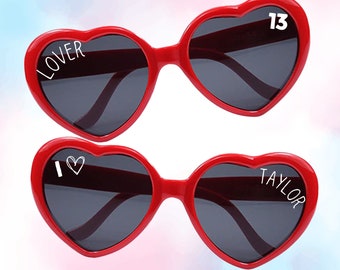 Red Heart Sunglasses | Heart Sunglasses | Personalized Heart Sunglasses | Pink Heart Sunglasses | White Heart Sunglasses