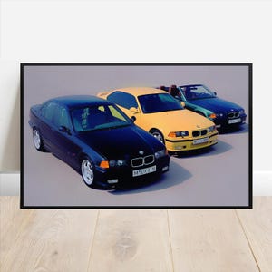 BMW Vintage Poster E36 M3 Original Car Wall Art Print - Etsy