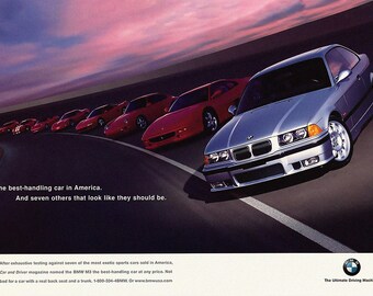 BMW Vintage Poster E36 M3 Original Car Wall Art Print - Etsy