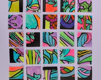 Papel vitela cuadrado de 1,5" coloreado a mano para manualidades, diarios y efímeras (envío gratuito)