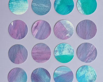 Círculos recortados de 5 cm pintados a mano, papel de acuarela, manualidades para diario (envío gratuito)