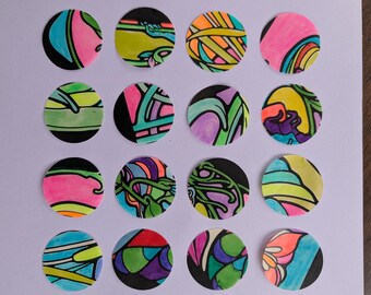 Papel vitela circular de 2" coloreado a mano para diario, manualidades y arte (envío gratuito)