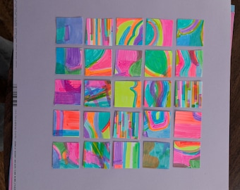 Papel de 1.5" cortado a mano, coloreado a mano, para manualidades, efímeras y diarios (envío gratuito)