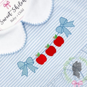 Apple Trio Fill Bunting Embroidery File, Back to School Apple Frame Design, Children&#39;s Preschool Machine Embroidery, Digital Download