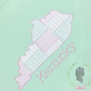Kentucky Quilt Embroidery Design, Patchwork Kentucky Motif Sketch Design, Quilted State Sketch Stitch Machine Embroidery File, KY Embroidery