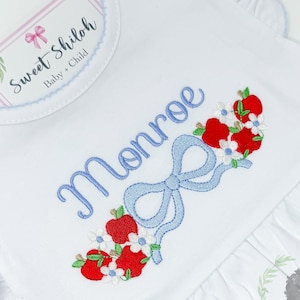 Floral Apple Frame Design, Apple Monogram Frame Embroidery File, Apple Daisy Frame, Back to School Apple Machine Embroidery Design