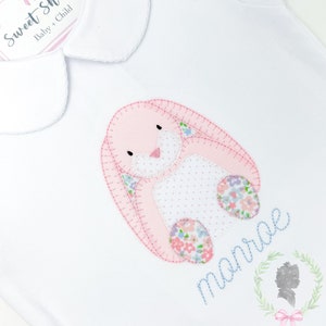 Bunny Rabbit Blanket Stitch Embroidery Design, Easter Bunny Applique Machine File, Vintage Bunny Stitch Embroidery, Applique Stuffed Bunny image 1