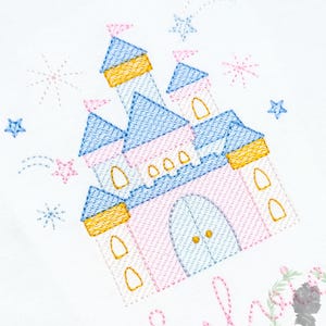 Fairytale Castle Embroidery Design, Sketch Fairytale Princess Castle Embroidery File, Magic Castle Machine Design, Firework Castle Design