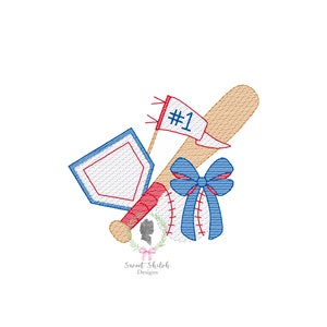 Diseño de bordado de béisbol con lazo, diseño de boceto de home de sóftbol, bordado a máquina de bate de béisbol, archivo de boceto de banderín de béisbol