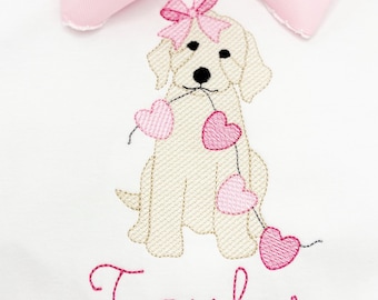 Goldendoodle Valentine Sketch Embroidery Design, Puppy Heart Banner Embroidery File, Puppy Dog Machine Design, Puppy Love Embroidery