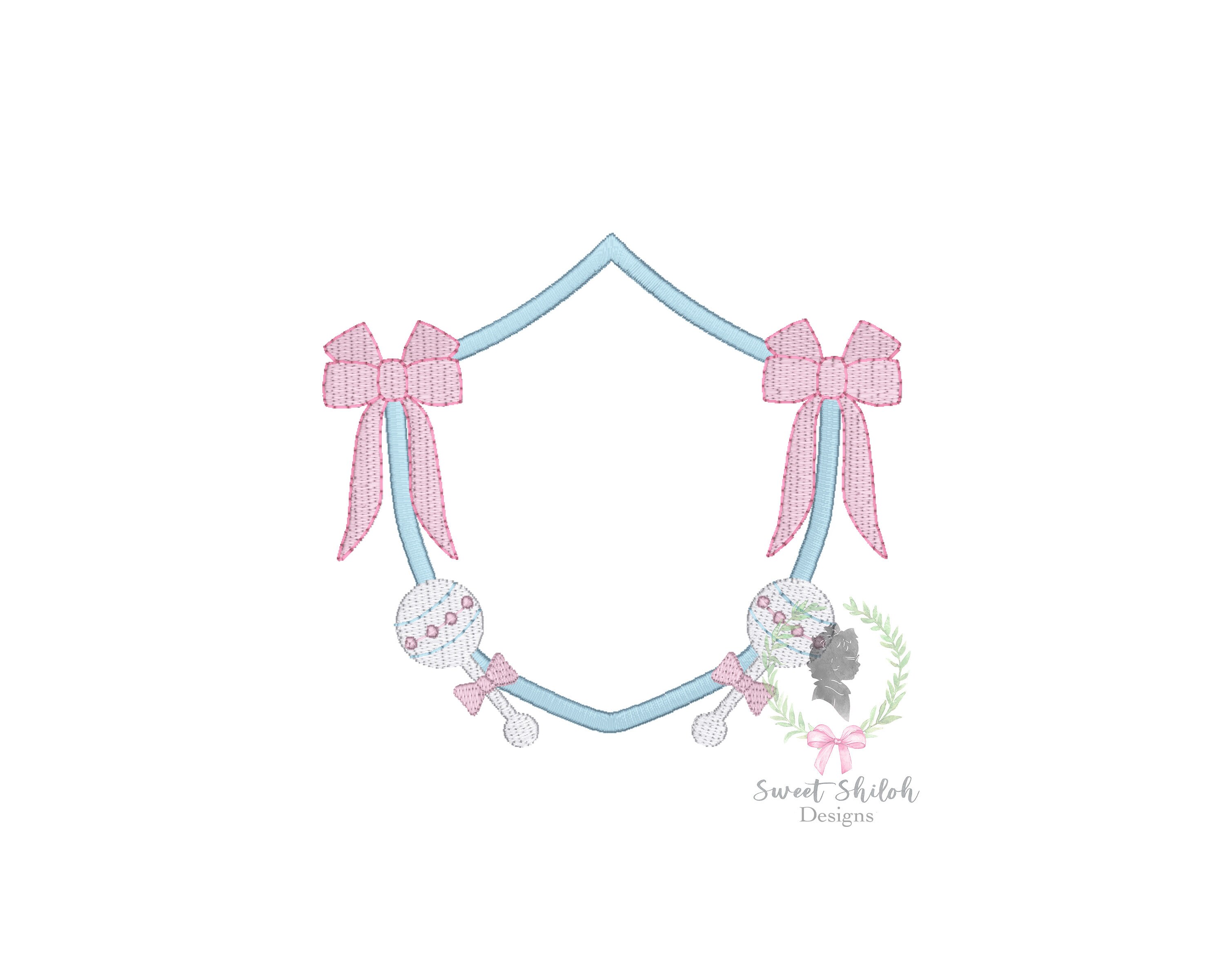 Cartoon Rattle Frame Baby Rattle Monogram Frame Design, New Baby Embroidery Machine File ...