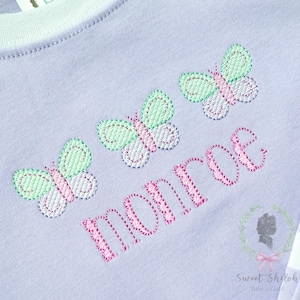 Butterfly Sketch Trio Design, Butterfly Trio Embroidery File, Spring Butterfly Digital Embroidery Machine Design, Girls Summer Sketch Stitch image 1