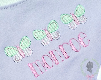 Butterfly Sketch Trio Design, Butterfly Trio Embroidery File, Spring Butterfly Digital Embroidery Machine Design, Girls Summer Sketch Stitch