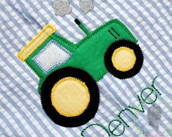 Tractor Applique Embroidery Design, Farm Tractor Embroidery File, Farmer Zigzag Stitch Applique Machine Design, Digital Tractor File