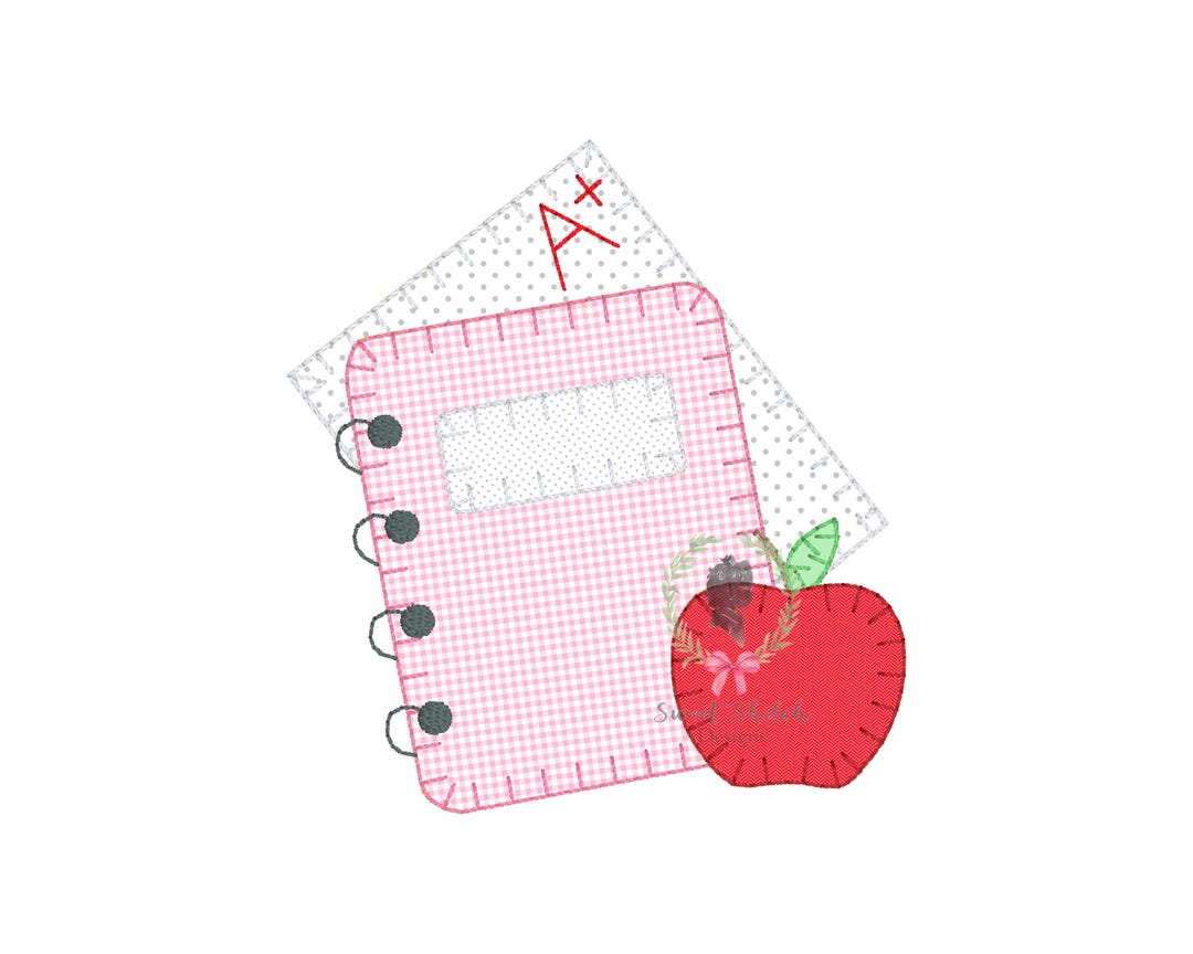 A+ Homework Blanket Stitch Design, Back to School Notebook Embroidery ...