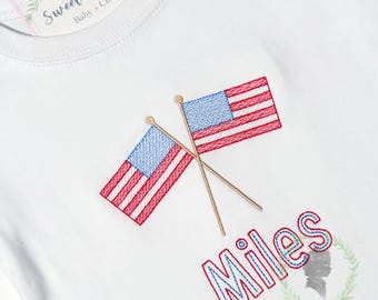 Sketch American Flags Design, Independence Day Flag Embroidery File, Patriotic Machine Embroidery Design, Sketch Fill 4th of July File