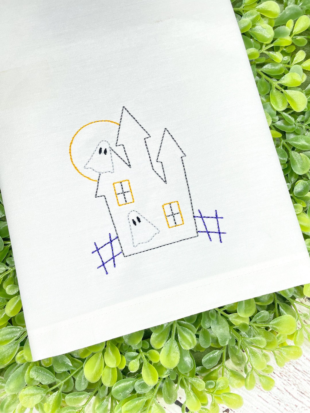 Haunted House Vintage Embroidery Design, Halloween Haunted Ghost Design ...