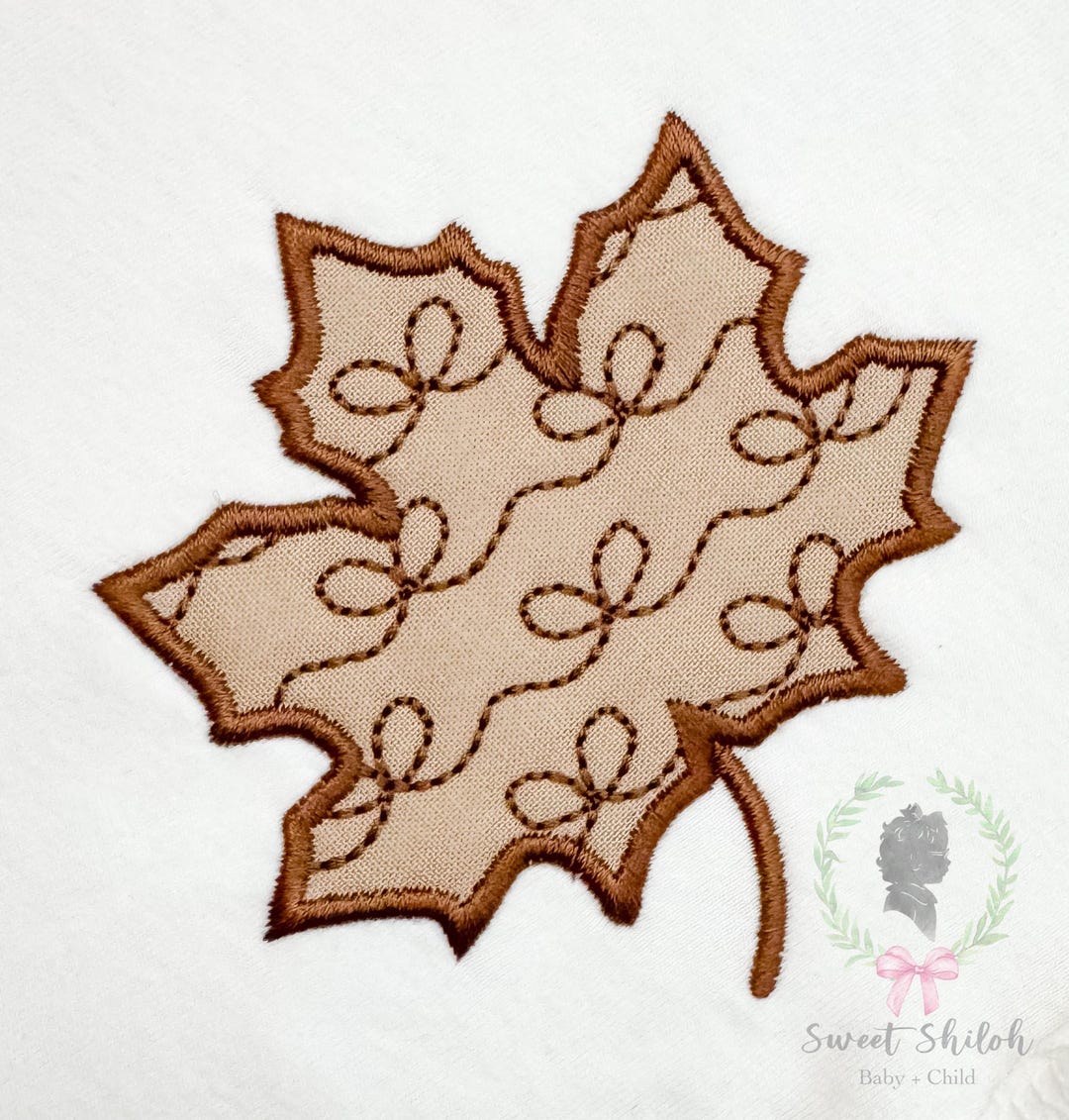 Bow Pattern Autumn Leaf Embroidery Design, Satin Stitch Fall Leaf ...