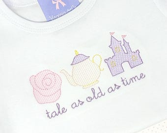 Sketch Storybook Princess Trio Embroidery Design, Teapot Sketch Machine Embroidery File, Magic Castle Embroidery File, Magical Rose Design