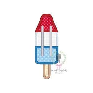 4th of July Popsicle Applique Design, Independence Day Popsicle Embroidery File, Patriotic Machine Embroidery Design, Satin Applique