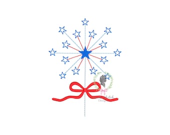 4. Juli Wunderkerze Stickdatei, Wunderkerze Stickdatei, Wunderkerze Stickdatei, Wunderkerze Applikation, Independence Day Bogen Wunderkerze Feuerwerk