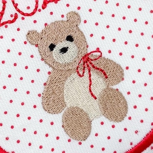 Teddy Bear with Bow Embroidery Design, Teddy Bear Mini Fill Design, Teddy Bear with Bow Mini Stitch File, Digital Machine Embroidery File