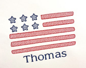 American Flag Sketch Design, Stars and Stripes Patriotic Flag Design, 4th of July Star Sketch Stitch Machine Embroidery, Independence Day