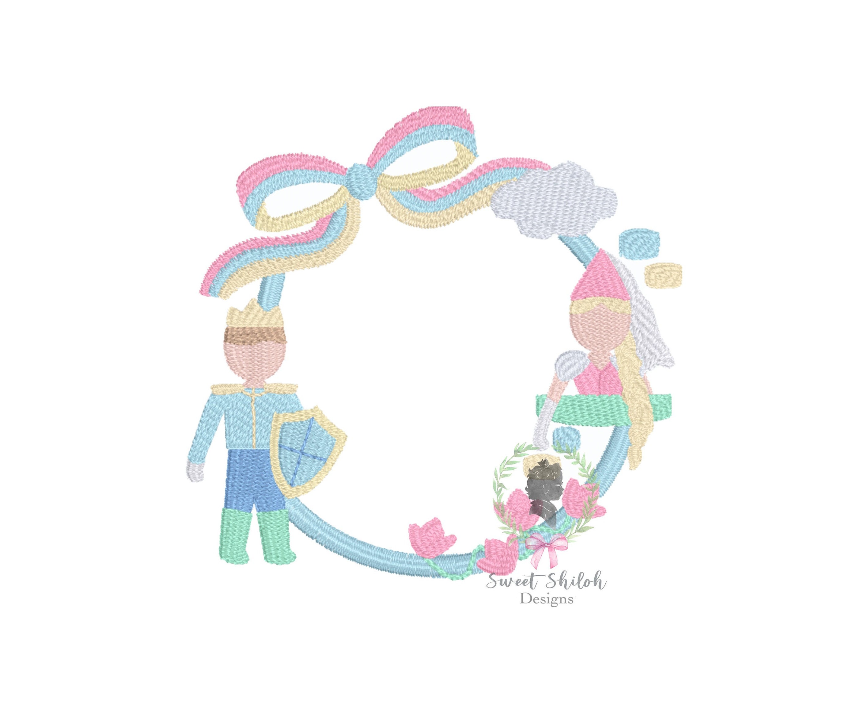 Princess Monogram Princess Monogram Frame Embroidery Design, Fairytale Prince Embroidery ...