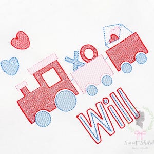 Valentine Train Sketch Design, Train with Hearts Embroidery File, Love Letter Train Machine Design, Choo Choo Train Embroidery Design