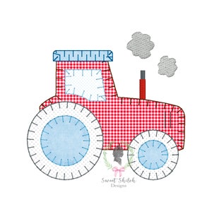Tractor Applique Embroidery Design, Farm Tractor Embroidery File, Farmer Blanket Stitch Applique Machine Design, Digital Tractor File