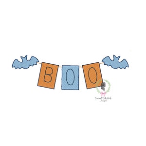 Bat Bunting Embroidery Design, Halloween Bat Boo Embroidery File, Bat Fill Monogram Frame Design, Boo Flag Machine Embroidery Design