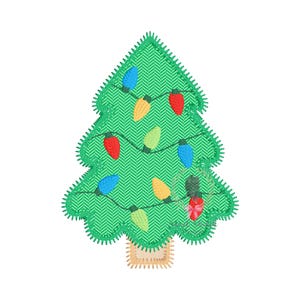 Può includere: Un albero di Natale verde con un tronco marrone e luci colorate. L'albero è decorato con luci rosse, gialle, blu e verdi.